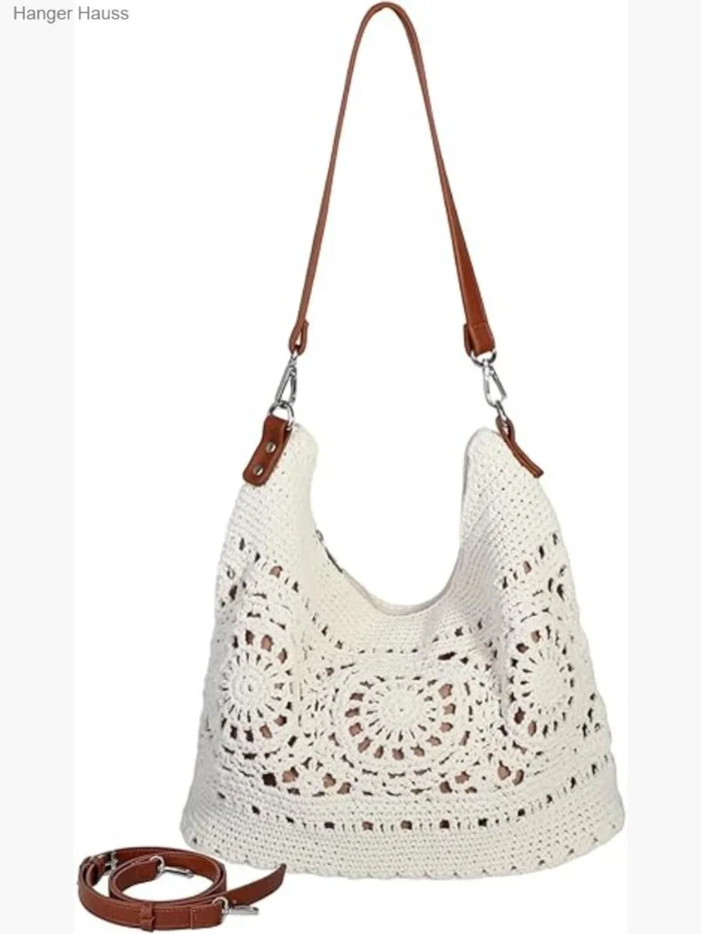 Large Slouchy Knit Hobo Shoulder Bag with Adjustable Strap